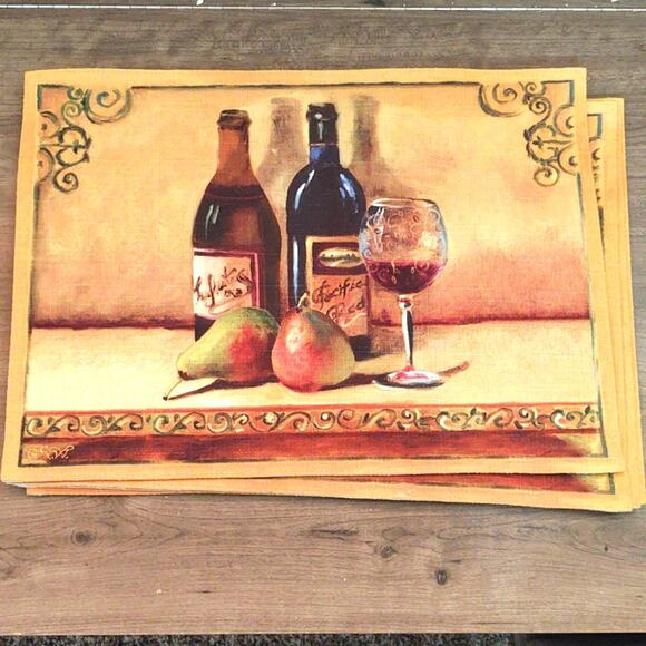 Set of four wine still life kitchen table placemats - Picture 1 of 4